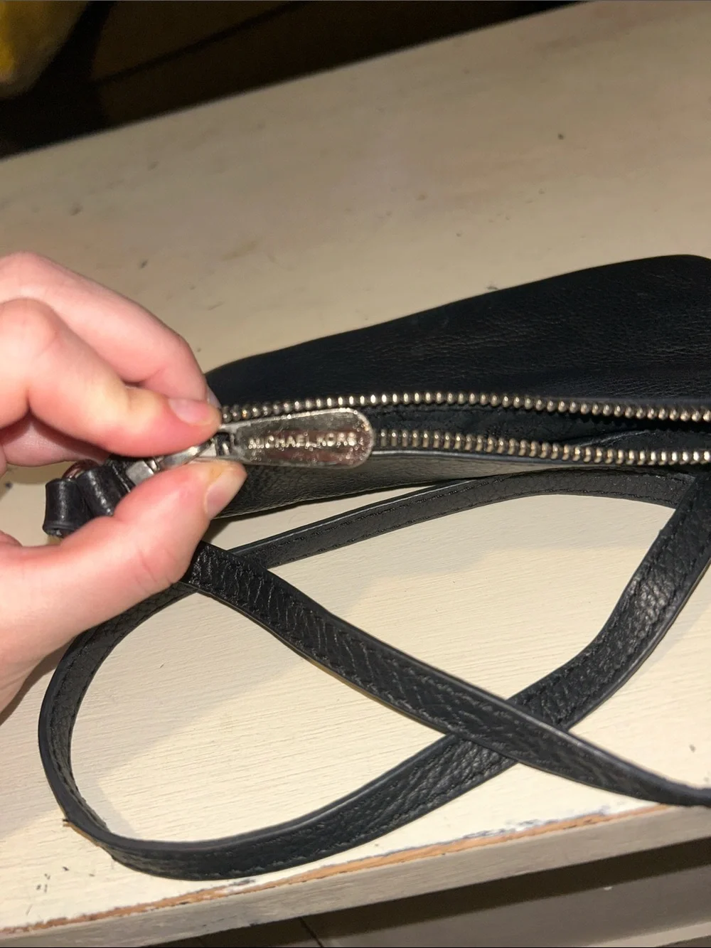Michael Kors Black Pebbled Leather Slim Crossbody